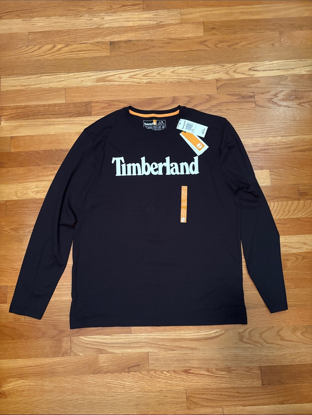 Timberland Black Long-Sleeve Crew with White Logo